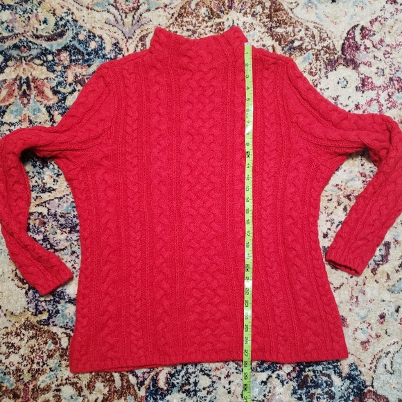 Lands' End True Red Mockneck Mixed Cable Knit Chunky Sweater Size XL - Picture 7 of 7